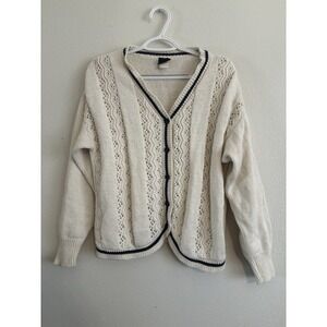 Vintage Hunt Club Cardigan Sweater Womens Petite M  Knit Cream